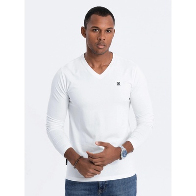 Ombre Clothing pánské tričko s dlouhým rukávem Keuntres bílá