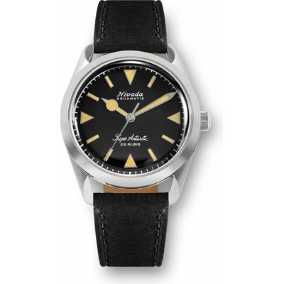 Nivada Grenchen Super Antarctic 32024A - Black Leather
