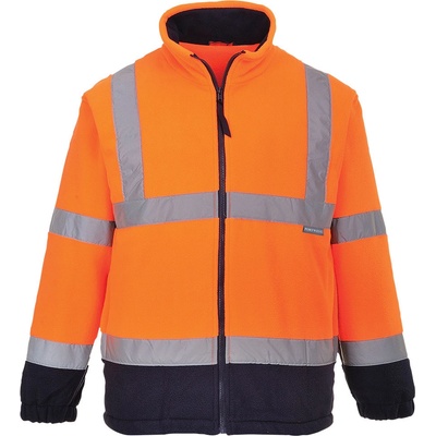 PortWest HI-VIS FLEECE F301 reflexní fleecová bunda HV oranžová/námořní modrá