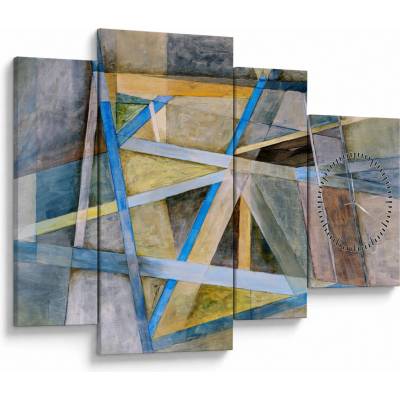 Obraz - Abstrakce (s hodinami), Čtyřdílný 110x75 cm s hodinami