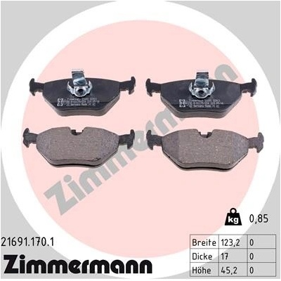 ZIMMERMANN Sada brzdových platničiek kotúčovej brzdy 216911701