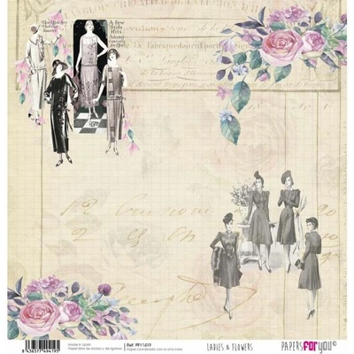 Scrapbookový papír LADIES & FLOWERS - Scrap paper LADIES & FLOWERS