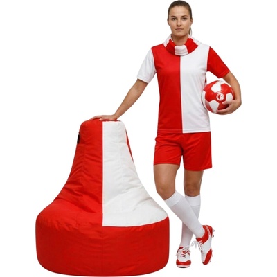 CrazyShop Sedací vak Fotbal Serie bílá červená