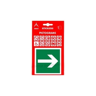 Piktogram Únikový východ !šipka rovno 8x8cm