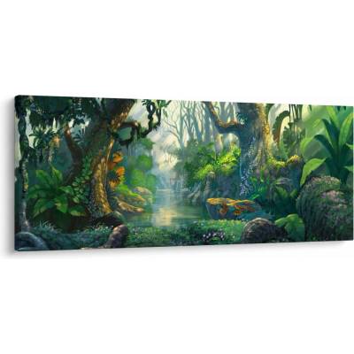 Obraz - Ilustrácia tropického lesa, jednodielne 120x50 cm