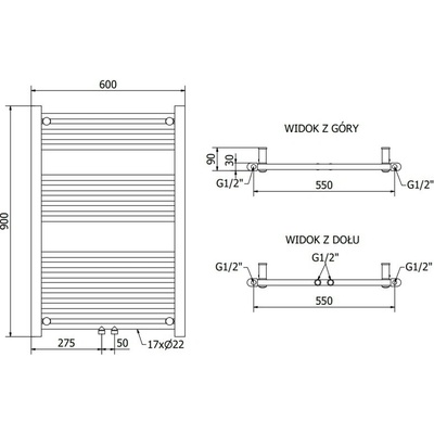 Mexen Mars W110-0900-600-00-70 900 mm x 600 mm čierny