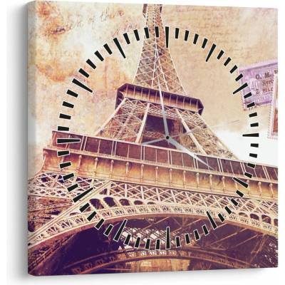 Obraz - Pohľad z Paríža (s hodinami), jednodielne 30x30 cm s hodinami