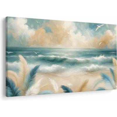 Obraz – Maľovaná pláž v jemných farbách, jednodielne 150x100 cm