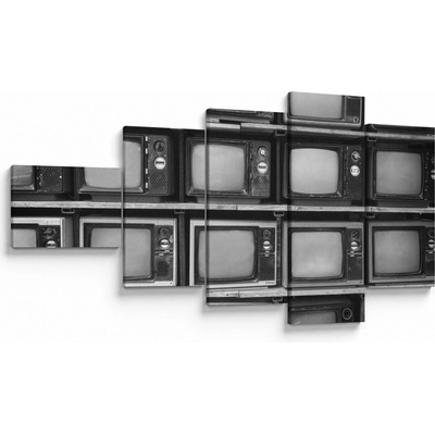 Obraz - Retro televízie, päťdielne 110x60 cm