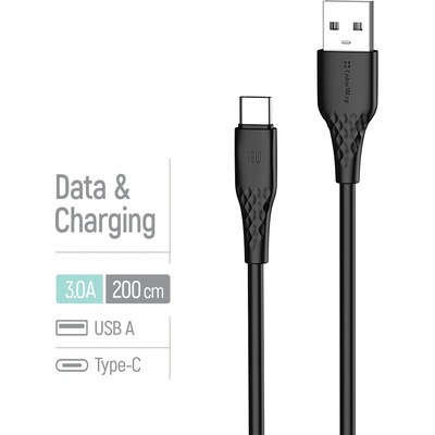 ColorWay CW-CBUC095-BK USB-A – Type-C (textúrované PVC) 3A 2m černý