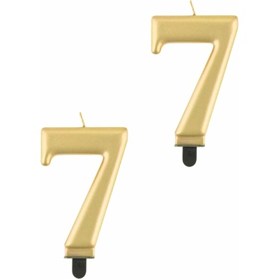 GoDan Narozeninová svíčka na dort 7 metalická zlatá 8 cm