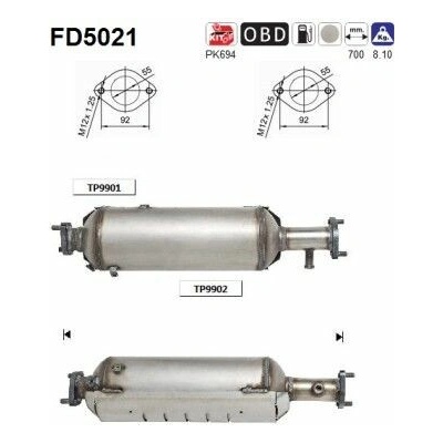 Filter sadzí pevných častíc výfukového systému AS FD5021