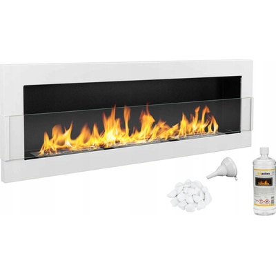 Biokominki Nástěnný bio krb GMT 120 x 40 x 12 cm bílý lesk