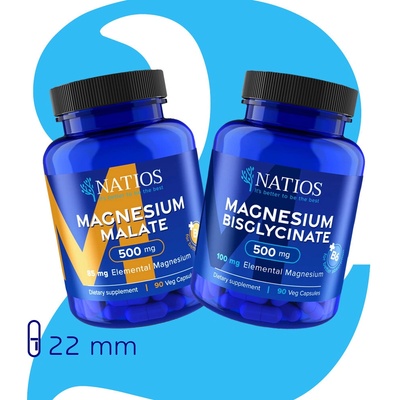 Natios Sada Magnesium Malate + Bisglycinate pro ranní energii a klidný spánek 2 x 90 kapslí