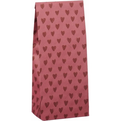 Ib Laursen Papírový sáček Desert Rose Hearts 22,5 cm – set 5 ks, červená barva, papír