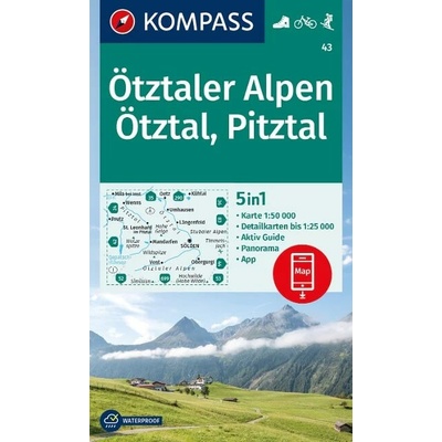 Ötztaler Alpen, Ötztal, Pitztal (Kompass - 43) - turistická mapa