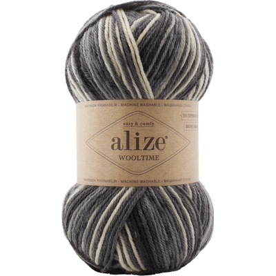Alize Příze Wooltime 11016 bílo-šedo-černá