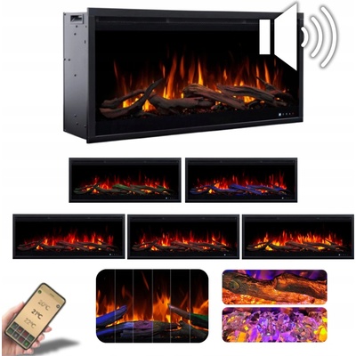 Aflamo Vstavaný krb 1500 W s funkciou ohrevu 100 x 48 cm