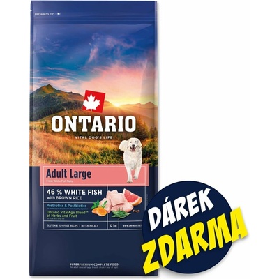 Ontario Adult Large Fish & Brown Rice 2 x 12 kg