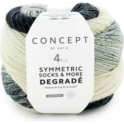 SYMMETRIC DEGRADÉ SOCKS 2026 Katia Farby SYMMETRIC DEGRADÉ SOCKS: 50 biela-čierna