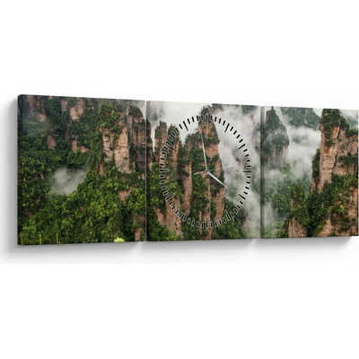 Obraz - National Park Zhangjiajie, Čína (s hodinami), trojdielne 90x30 cm s hodinami