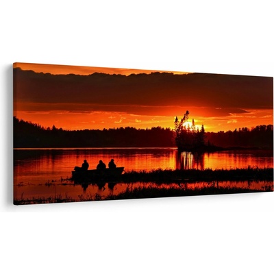 Obraz - Rybári na jazere, jednodielne 250x125 cm