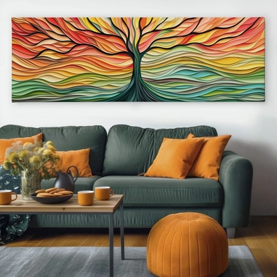 Obraz na plátně - Strom života Tichý západ FeelHappy.cz Rozměr obrazu (Šířka x Výška): 90 x 30 cm