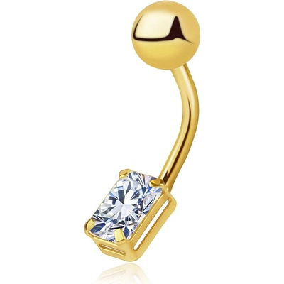 Šperky Eshop Zlatý piercing do pupíku 14K s obdélníkovým zirkonem S5GG275.33