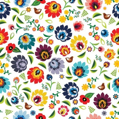 Takoy Šusťákovina se zátěrem folk flowers white