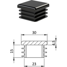 Krytka plastová 30 x 30 mm, čierna