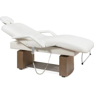 Fabulo Dakota Relax Elektrické wellness lehátko Farba dreva: jaseň, Farba čalúnenia: biela 198 * 75 cm | 113 kg | biela