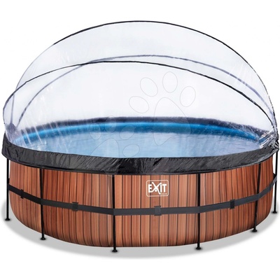 Exit Toys Frame s pieskovou filtráciou, kupolou tepelným čerpadlom 488x122 cm Drevo