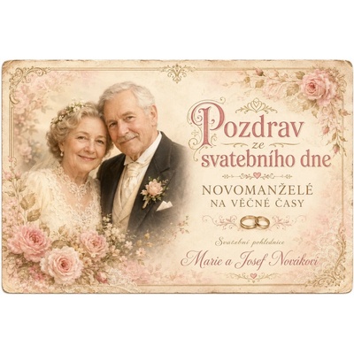 Bezvadary.cz | Svatební pohlednice s vlastní fotografií jako originální dárek pro novomanžele - A4 (30x21cm) pohled 2