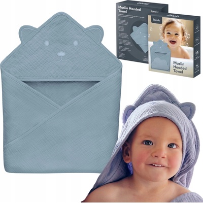 Lionelo 80 x 80 cm LO-MUSLIN HOODED TOWEL GREY SKY