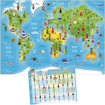 EDUCA Mapa sveta s dievčatami 150 dielov