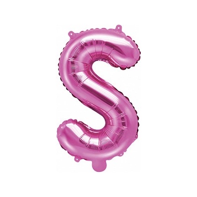 PartyDeco Fóliový balón Mini Písmeno S 35 cm ružový