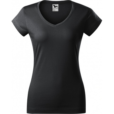 MALFINI Dámske tričko Fit V neck Ebony gray