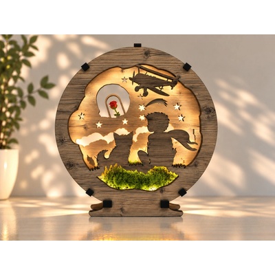 Li-Go "Malý princ s růží" lampa 20x22cm provedení povrchu: dub světlý