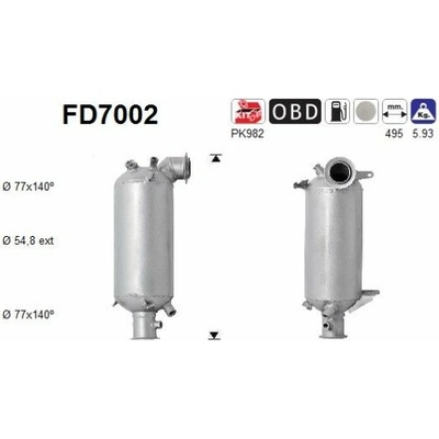 Filter sadzí pevných častíc výfukového systému AS FD7002