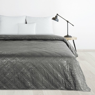 Takoy Velurový přehoz ocelově šedý 170x210 cm, prošívaný metodou hot press s kostkovaným vzorem LUIZ BLINK Design 91-HF-468959 | 170 x 210 cm