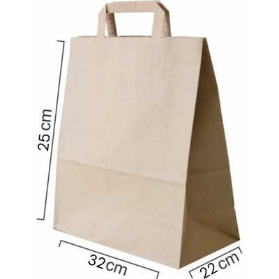 Zawmark Plus Taška papierová hnedá 32x22x25cm, ploché ucho 50ks