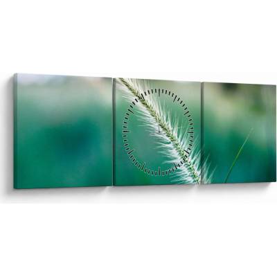 Obraz steblá trávy (s hodinami), trojdielne 90x30 cm s hodinami