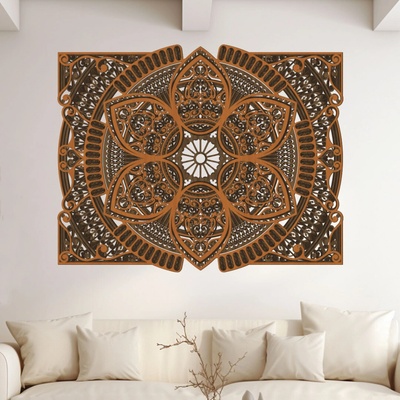 dřevo života 6 vrstvá dřevěné mandala TVOŘIVOSTI Zvolte rozměr šxv (cm): 120x96, Zvolte barvu dekoru: Třešeň-Ořech-Wenge