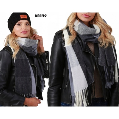 Fashionweek bavlněný teplý šál s třásněmi ZIZI-WZ8 NR MODEL2