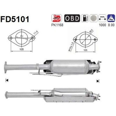 Filter sadzí pevných častíc výfukového systému AS FD5101