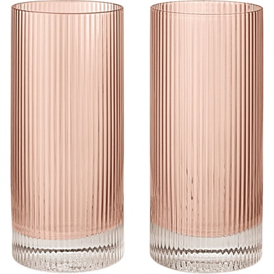 Ferm Living Vysoké sklenice Ripple Blush 2 x 480 ml