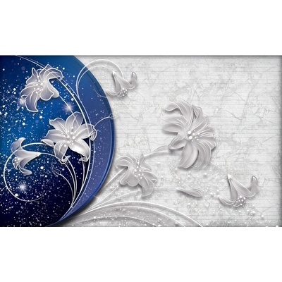 Preinterier FT3826 Fototapeta na stenu Biele kvety na bielo modrom pozadí vlies 104cm x 70cm