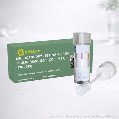 IVD Biotech Multi drogový test ze slin na 6 drog AMP BZO COC THC MET OPI 1 ks