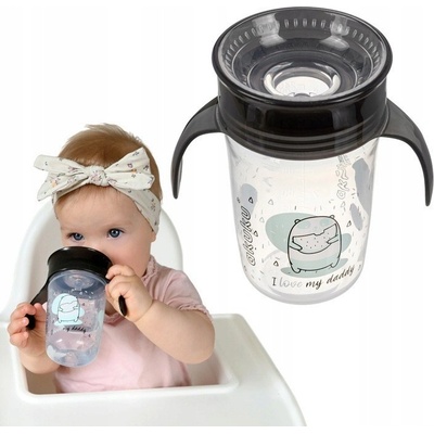 Akuku nevylievajúci hrnček s úchytmi I love my Daddy 240 ml čierna