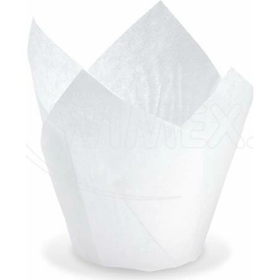 Wimex Tulipánový cukrárenský košíček PAP biely 50 x 85 mm / 16 x 16 cm 100 ks